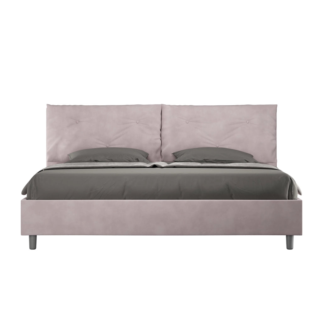 BS COM Letto matrimoniale king size senza rete imbottito 190x200 microfibra glicine Large