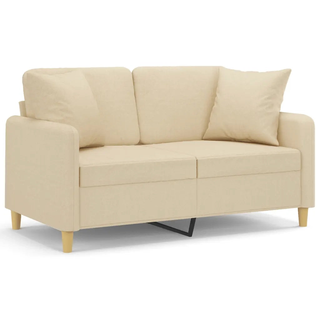 Divano | Divano da soggiorno | Sofa a 2 Posti con Cuscini Crema 120 cm in Tessuto