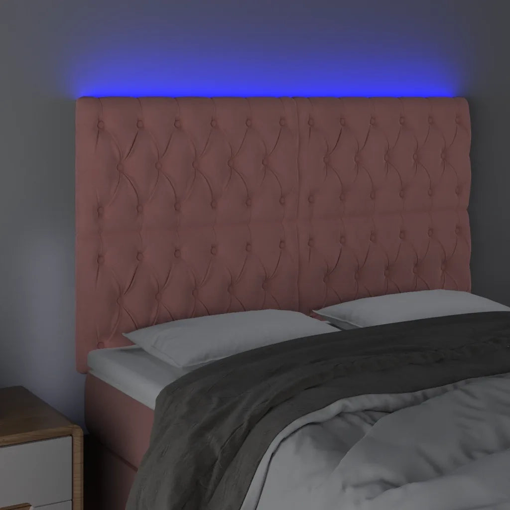Testiera | Testata a LED Rosa 160x7x118/128 cm in Velluto