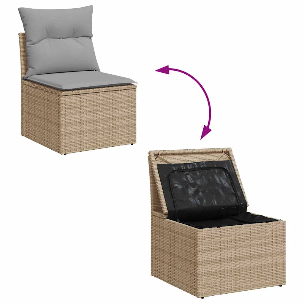 Set Divano da Giardino con cuscino 8 pcs Beige e grigio