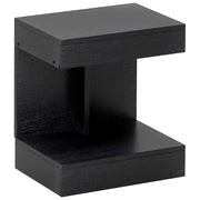 Comodino nero con cassetti e ripiano, 40x30x46 cm