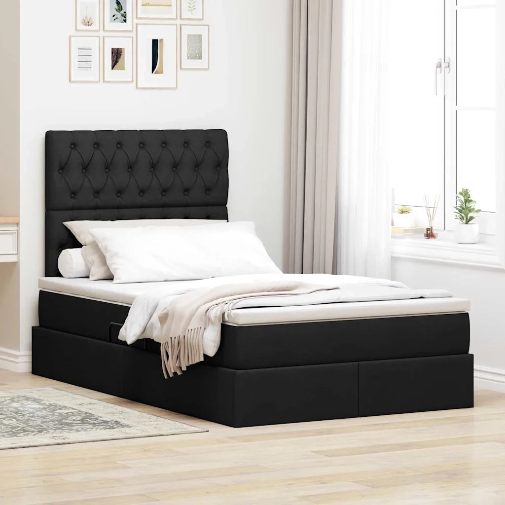 Letto con contenitore e LED Nero 120 x 200 cm Poliestere