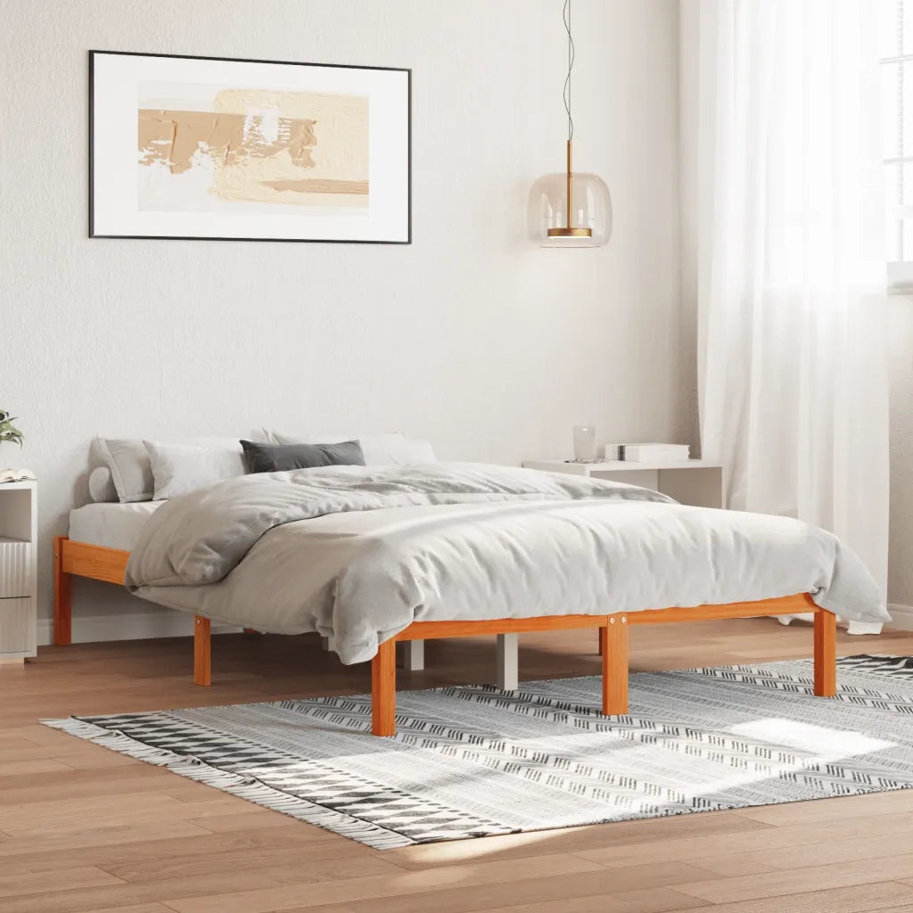 Letto senza Materasso-Struttura Letto Marrone Cera 120x190 cm in Legno di Pino 170369
