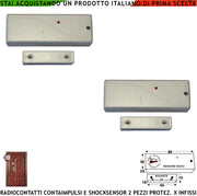 Contatto Magnetico Radio Fr. 433,92 MHz Con Sismico Regolabile 2 Pezzi Bianchi Ingresso Sensori Antifurto Remoti Contaimpulsi Per Sintap Sydra evo GSM Anticollisione Rileva Trapano e Scasso CM 20 VR