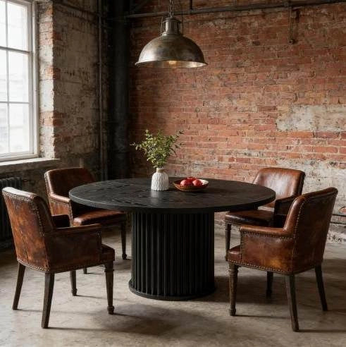 TAVOLO ROTONDO 120 cm Nero in Legno, da 6 Posti