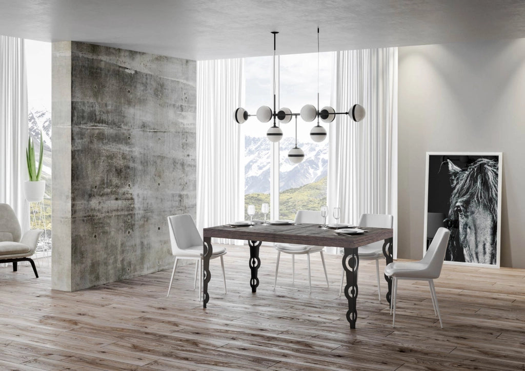 Tavolo Allungabile 200-304x90x77 cm Karamay Noce Telaio Antracite