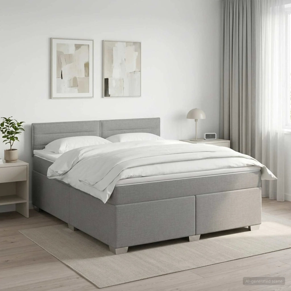 Letto con Box Spring, Materasso e LED Grigio Chiaro Tessuto 3451994