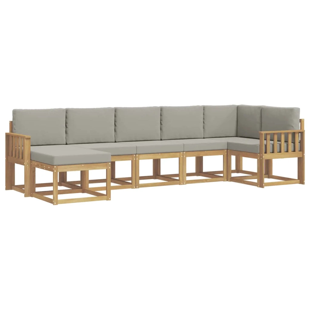 Set di divani da esterno 7 pz Bianco e Grigio Chiaro 3387940