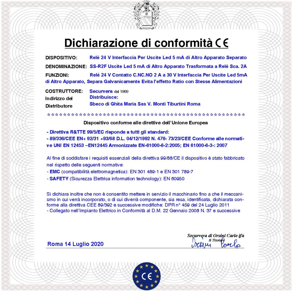 Fotoaccoppia Circuiti Con Uscita Led 5 mA Relè 24 VRestituisce Scambio 2 A a 30 V Carico Resistivo Led Segnala Attività Amplifica e Disaccoppia Evita Effetto Ratio Fornisce Uscita Contatto Libero