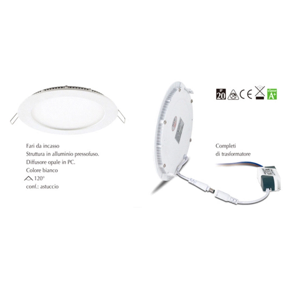 Faretti Incasso Logan Alluminio Bianco Led Integrato 24W 3000K Ip20