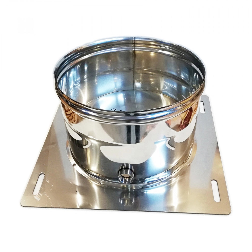 Piastra di base da 100mm in acciaio inox aisi 304 con spurgo
