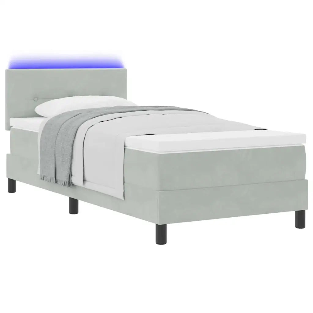 Letto a Sorgente LED con led Grigio chiaro 80 x 200 cm Velluto