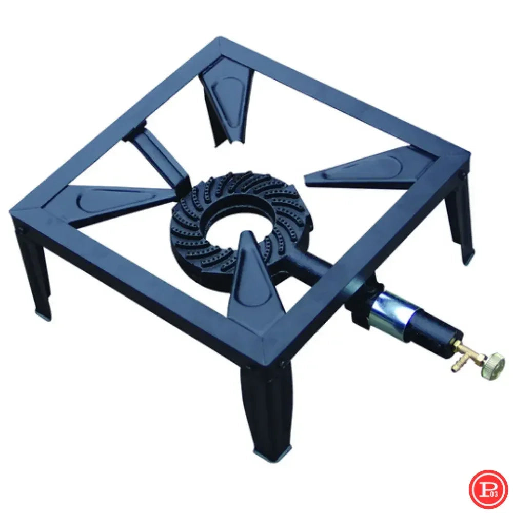 P03 FORNELLO A GAS in ACCIAIO e GHISA da ESTERNO CAMPEGGIO cm 40x40x18 7,5 kW