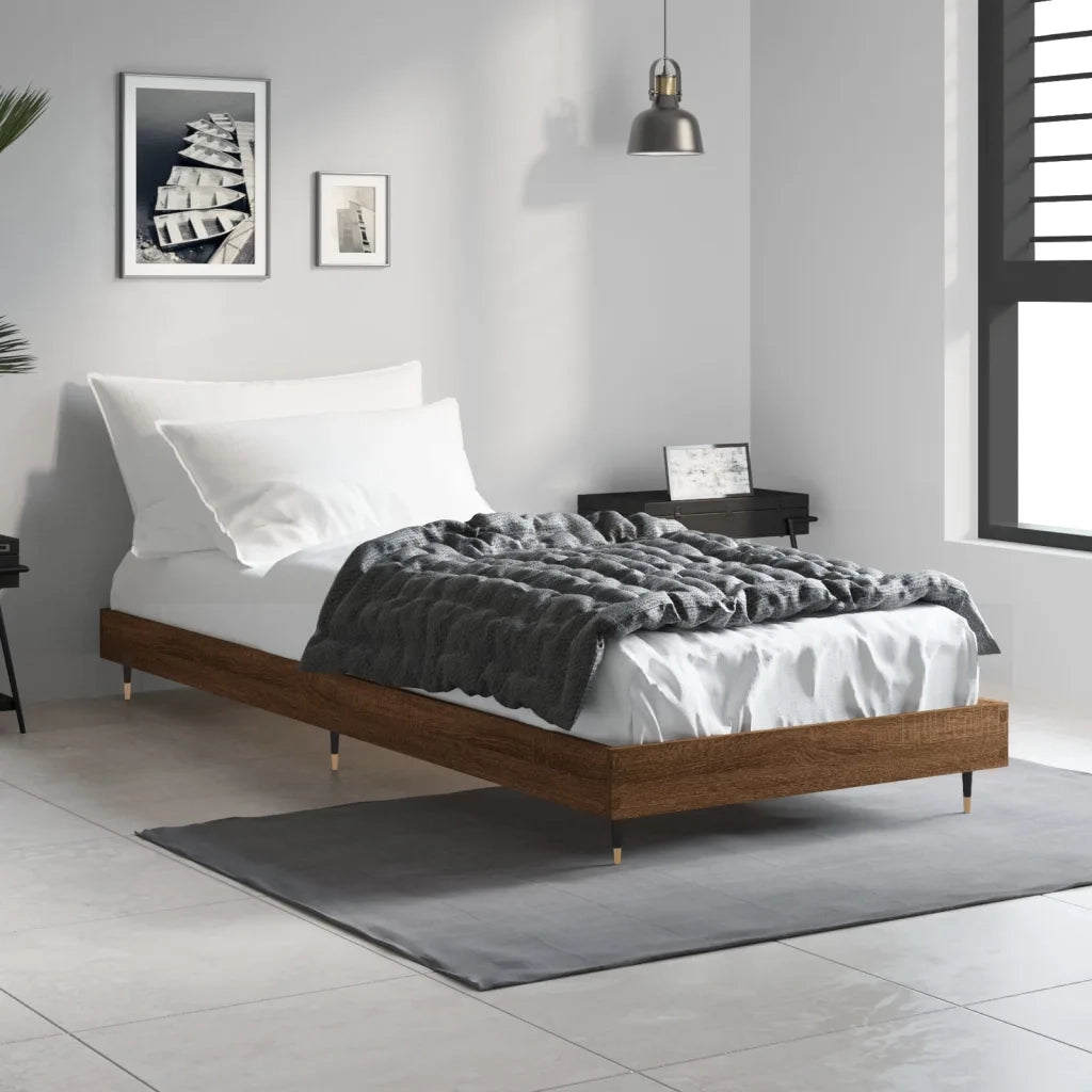 Letto singolo | Letto per adulti | Giroletto senza Materasso Rovere Marrone 75x190cm in Truciolato