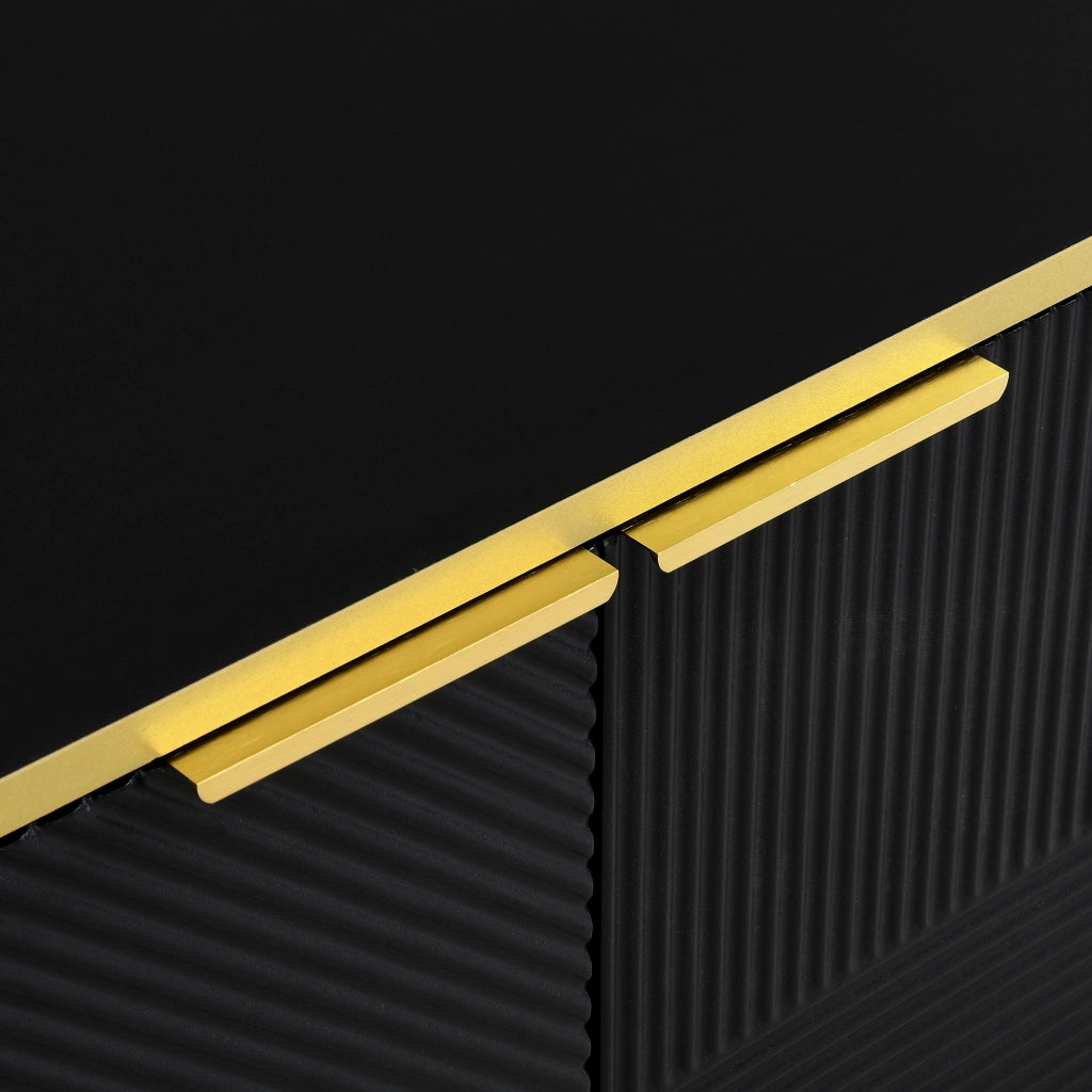 Mobile porta televisore 160 cm nero e oro con quattro ante
