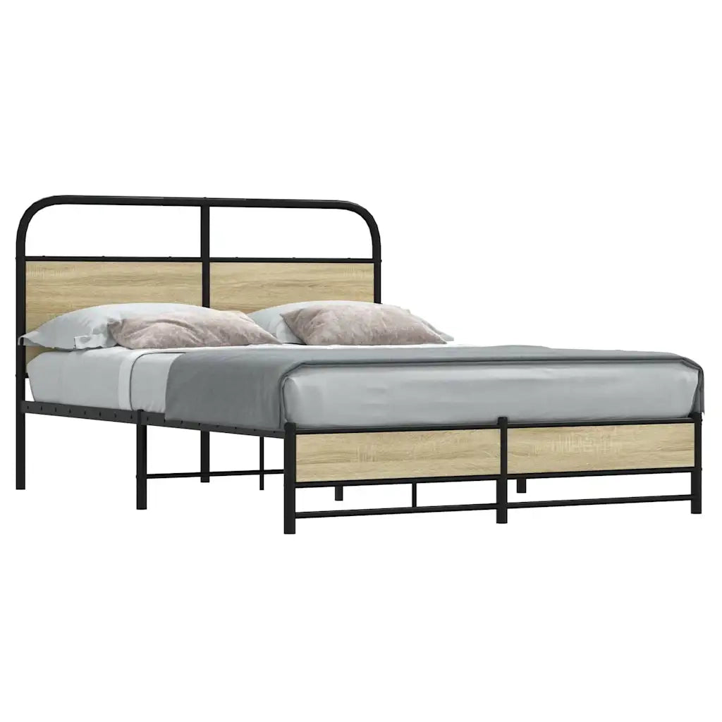Letto matrimoniale | Letto per adulti | Giroletto senza Materasso Rovere Sonoma 140x200cm in Truciolato