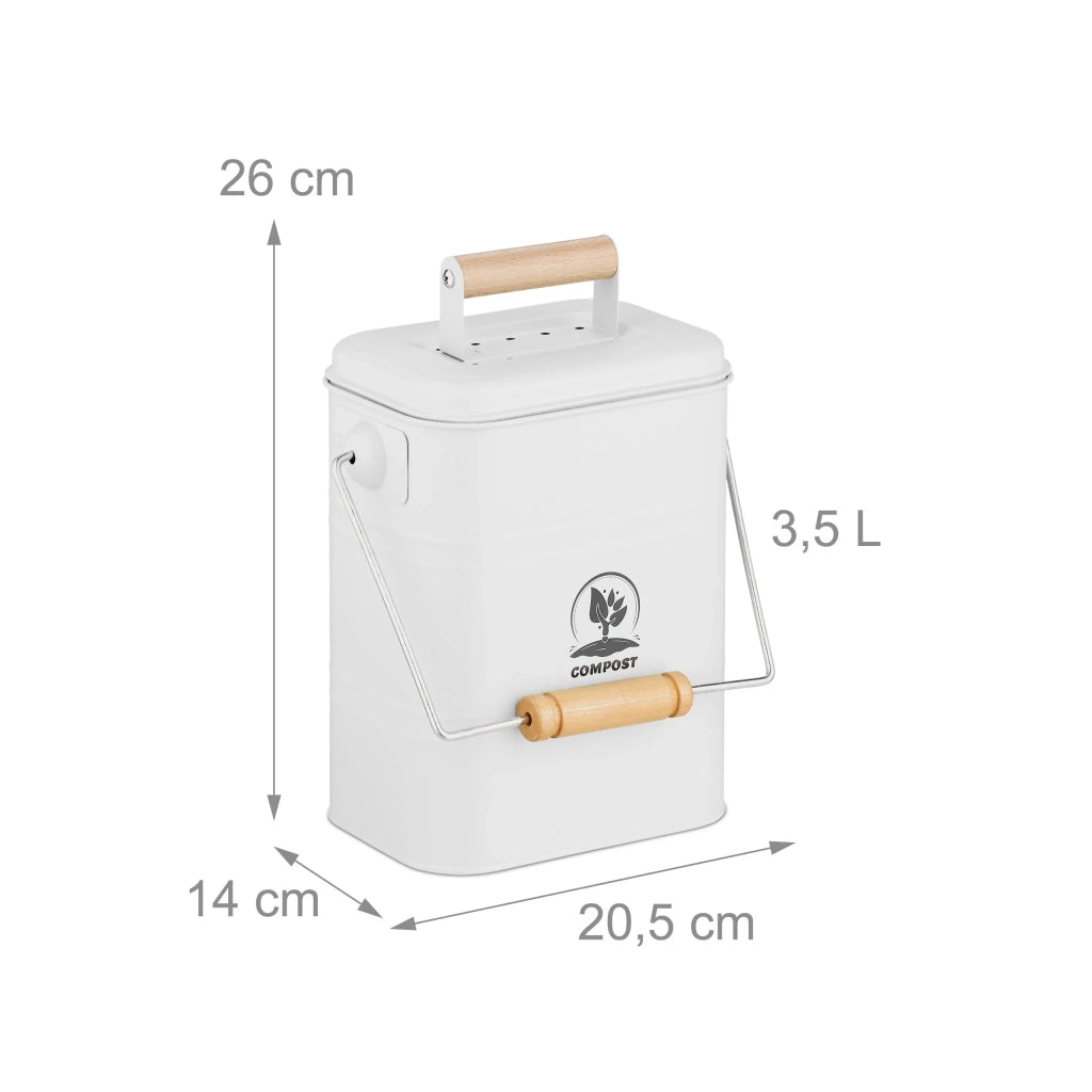 Secchiello per compost da 3,5 litri design rustico cucina circolazione d'aria ottimale finitura opaca in metallo grigio 13_0017238