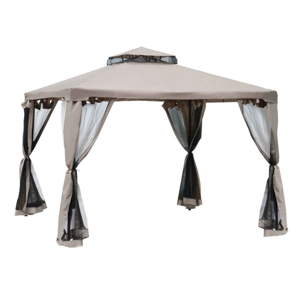 Easycomfort Gazebo da Giardino 3x3m con Zanzariera, Struttura in Metallo e Copertura in Poliestere, Talpa