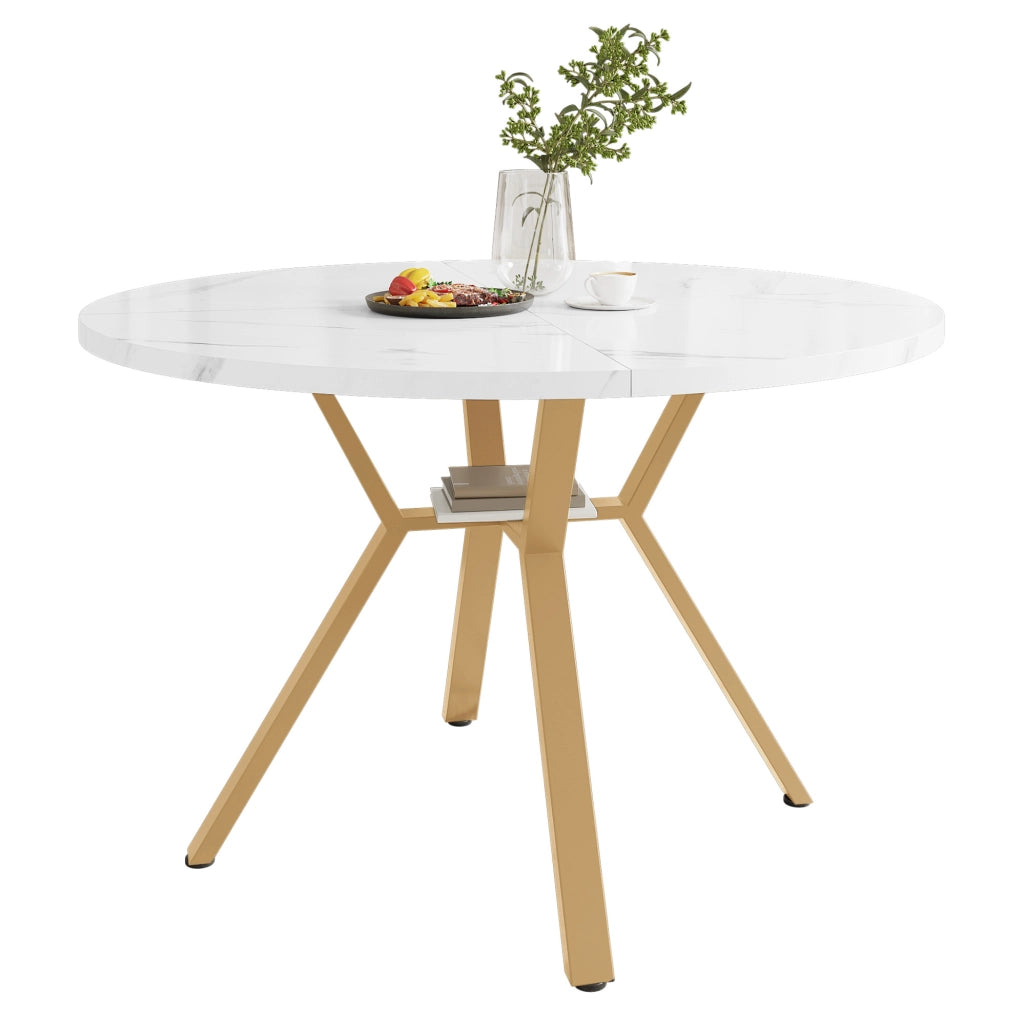 Tavolo da pranzo rotondo Ø100 cm effetto marmo bianco