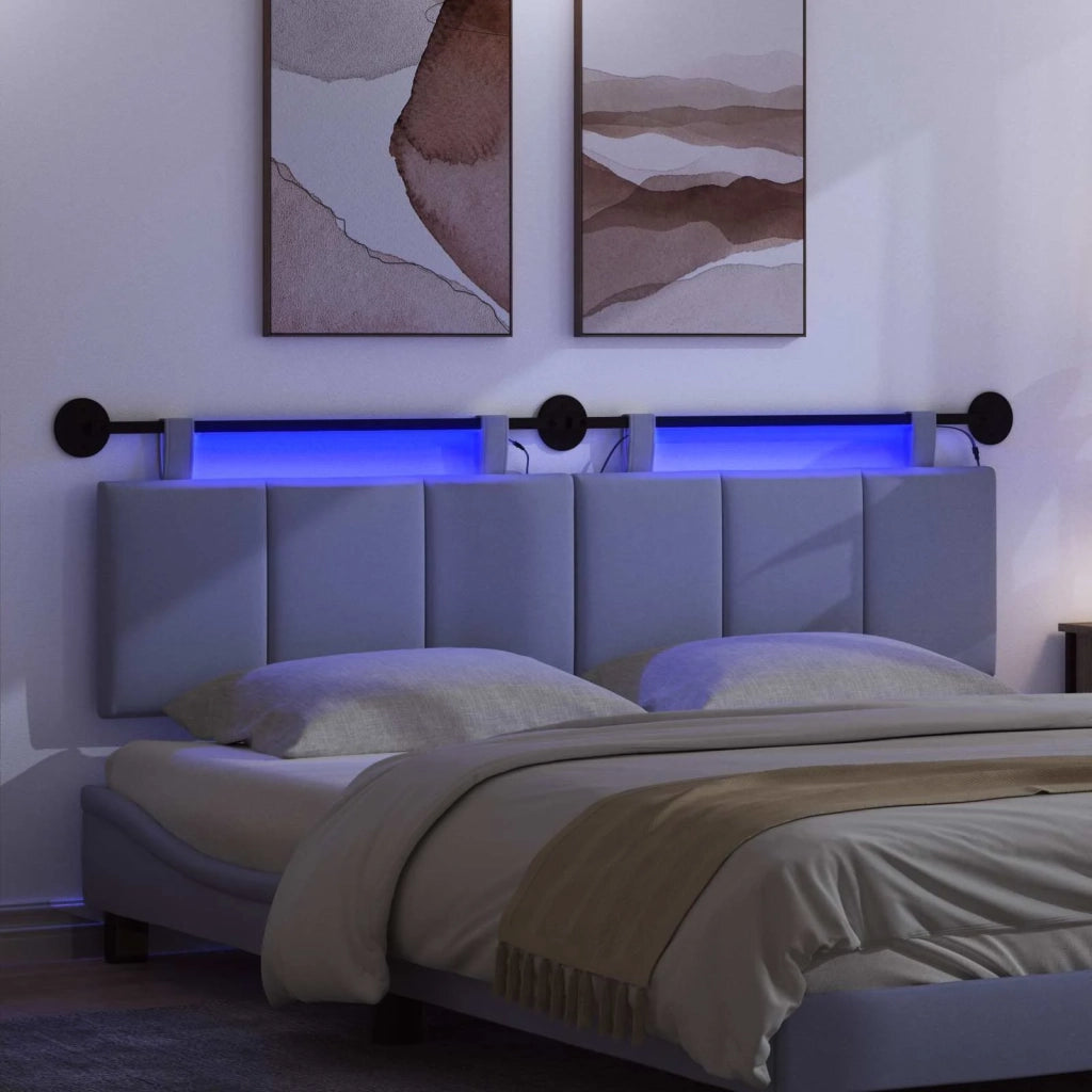 Testiera | Testata sospesa Con luce LED Blu jeans Tessuto