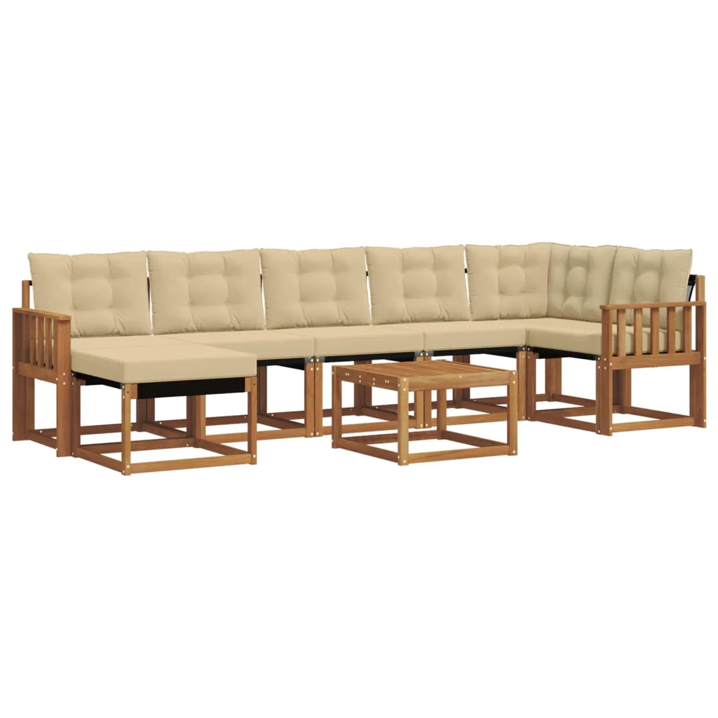 Set di divani da esterno con cuscino 8 pcs Naturale e Beige 3368904