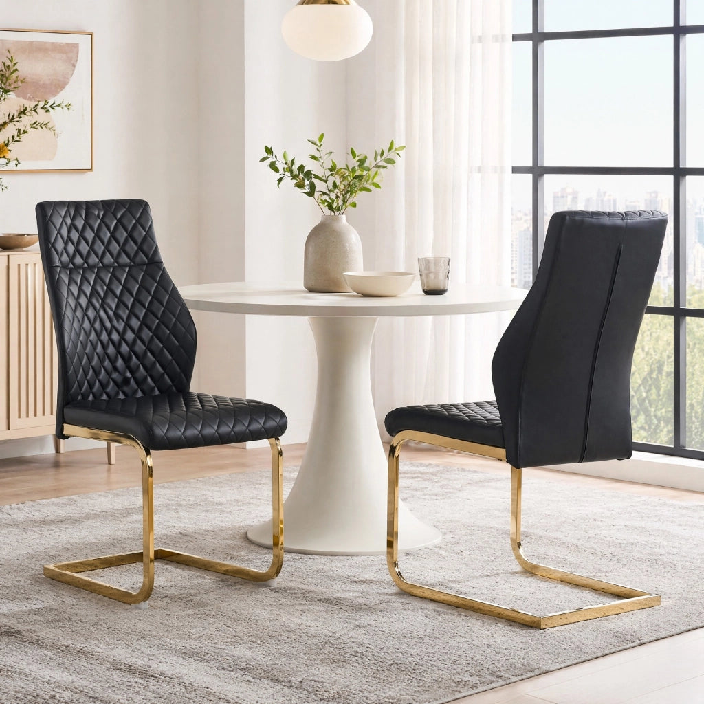 SEDIA Imbottita Rombi 100 cm Nero/Oro Set da 2 pezzi