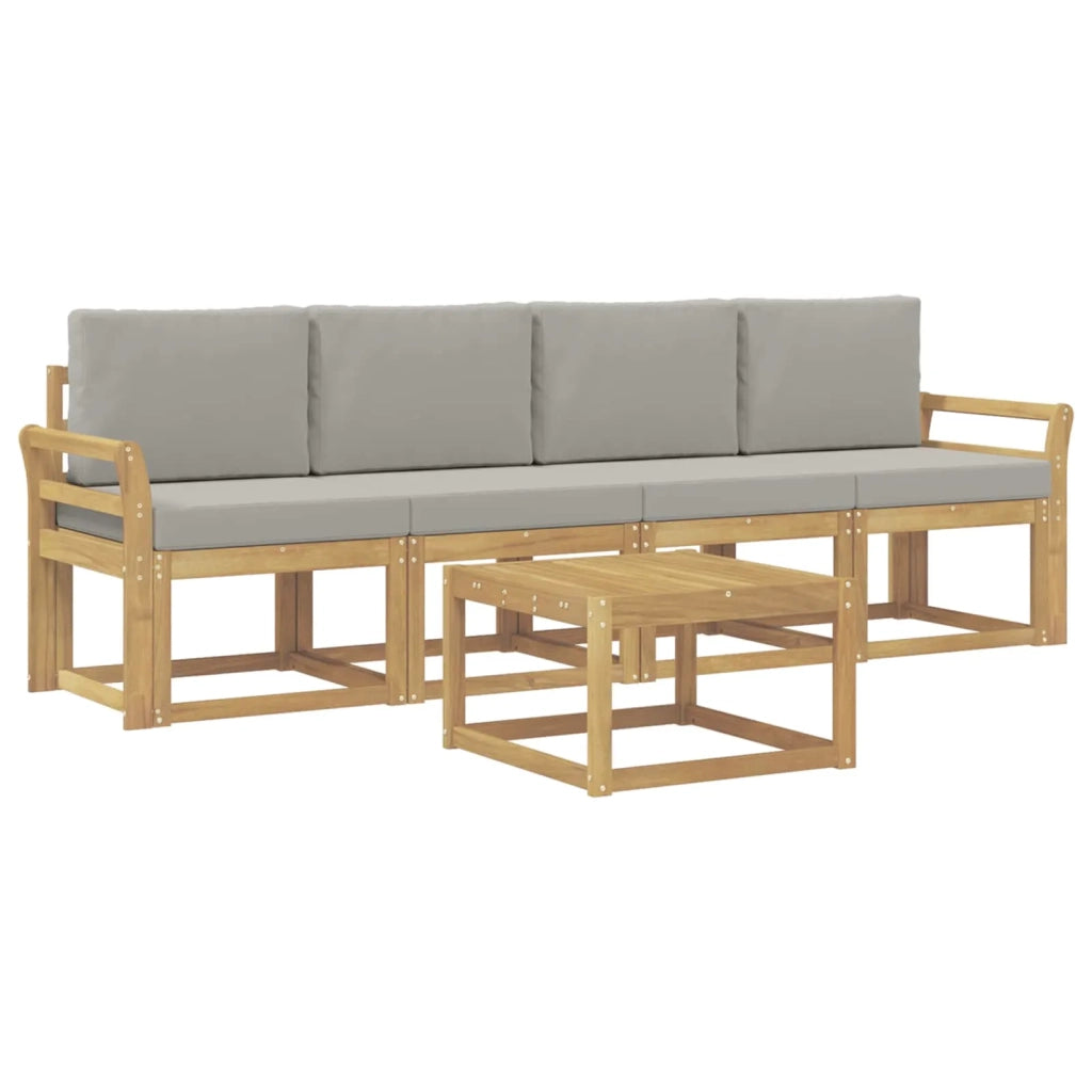 Set di divani da esterno 5 pz Bianco e Grigio Chiaro Poliestere 3387210