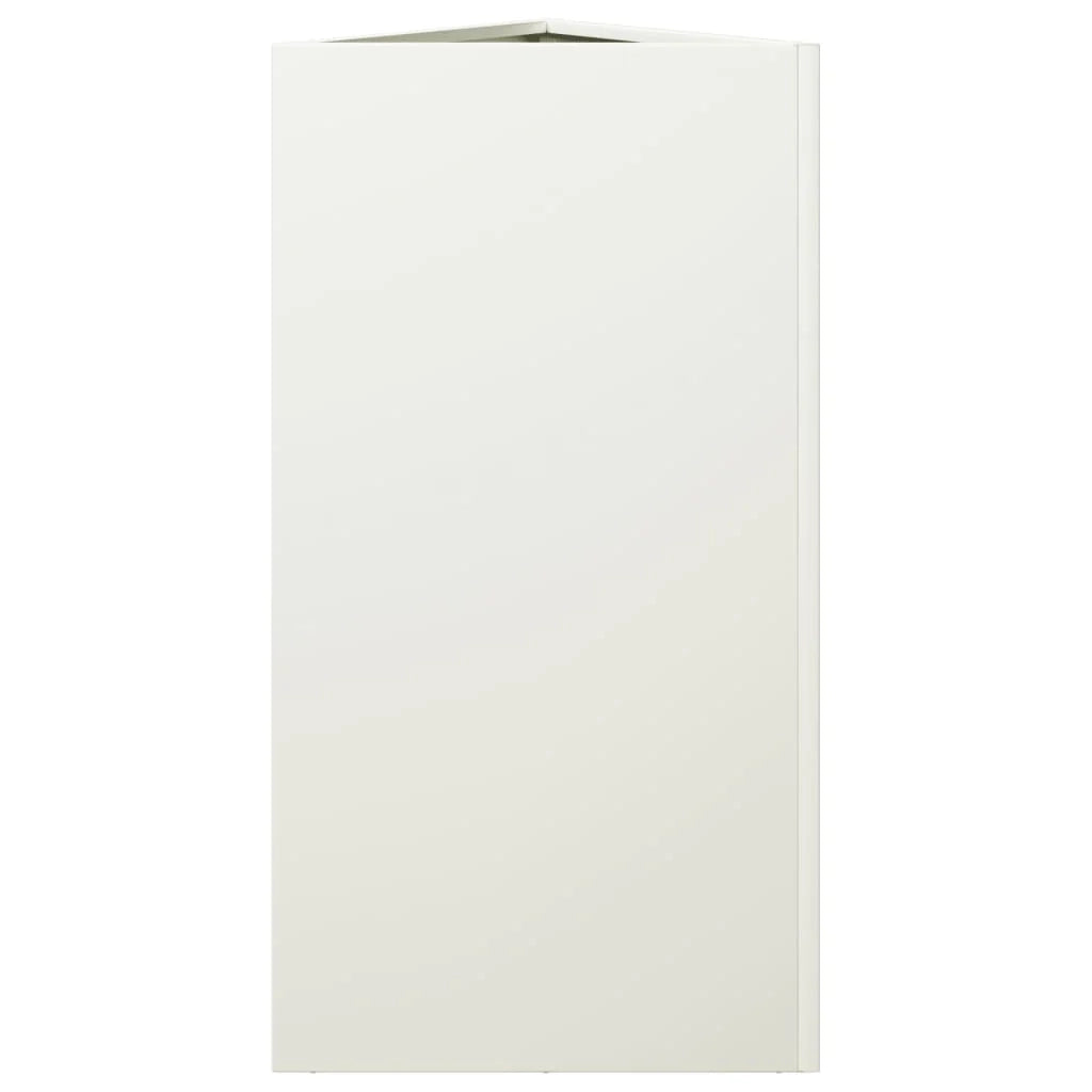 Fioriera rialzata triangolare per piante fiori e patio/giardino 40 x 34,5 x 70 cm acciaio bianco 02_0038809