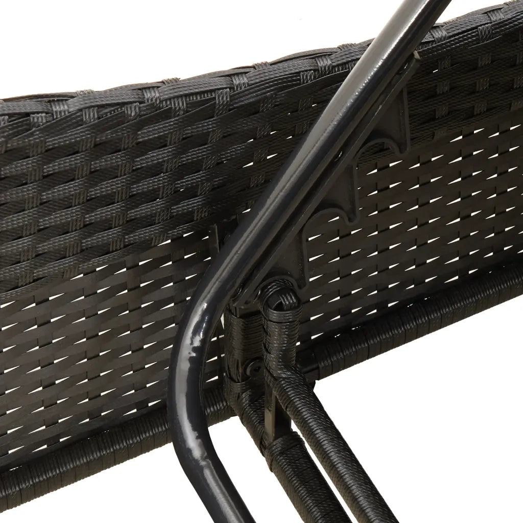 Lettino Prendisole con Cuscini Nero 114x205x73 cm in Polyrattan 368287