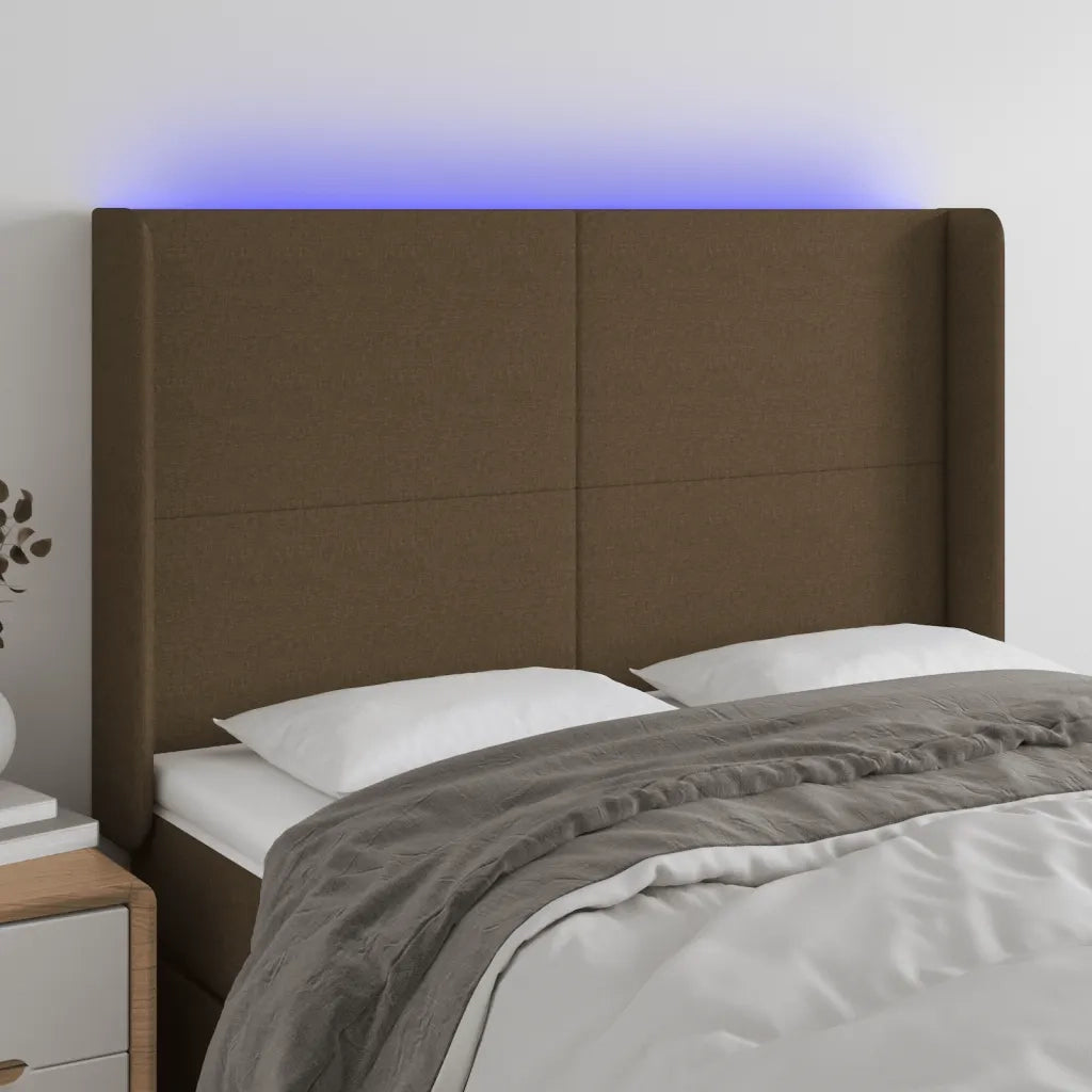Testiera | Testata a LED MarroneScuro147x16x118/128cm inTessuto