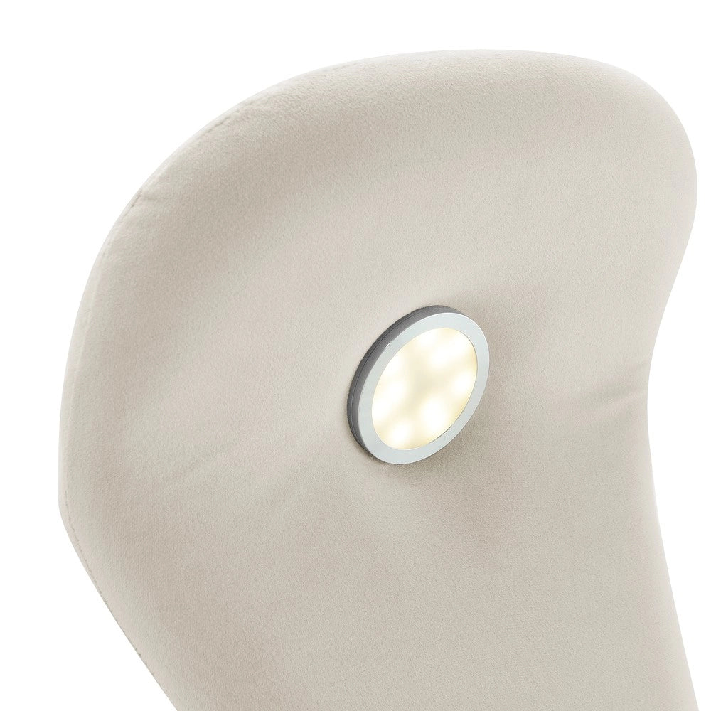 Letto Singolo Imbottito con Contenitore e LED ¨C MINIMAL ¨C Velluto Beige 90x200