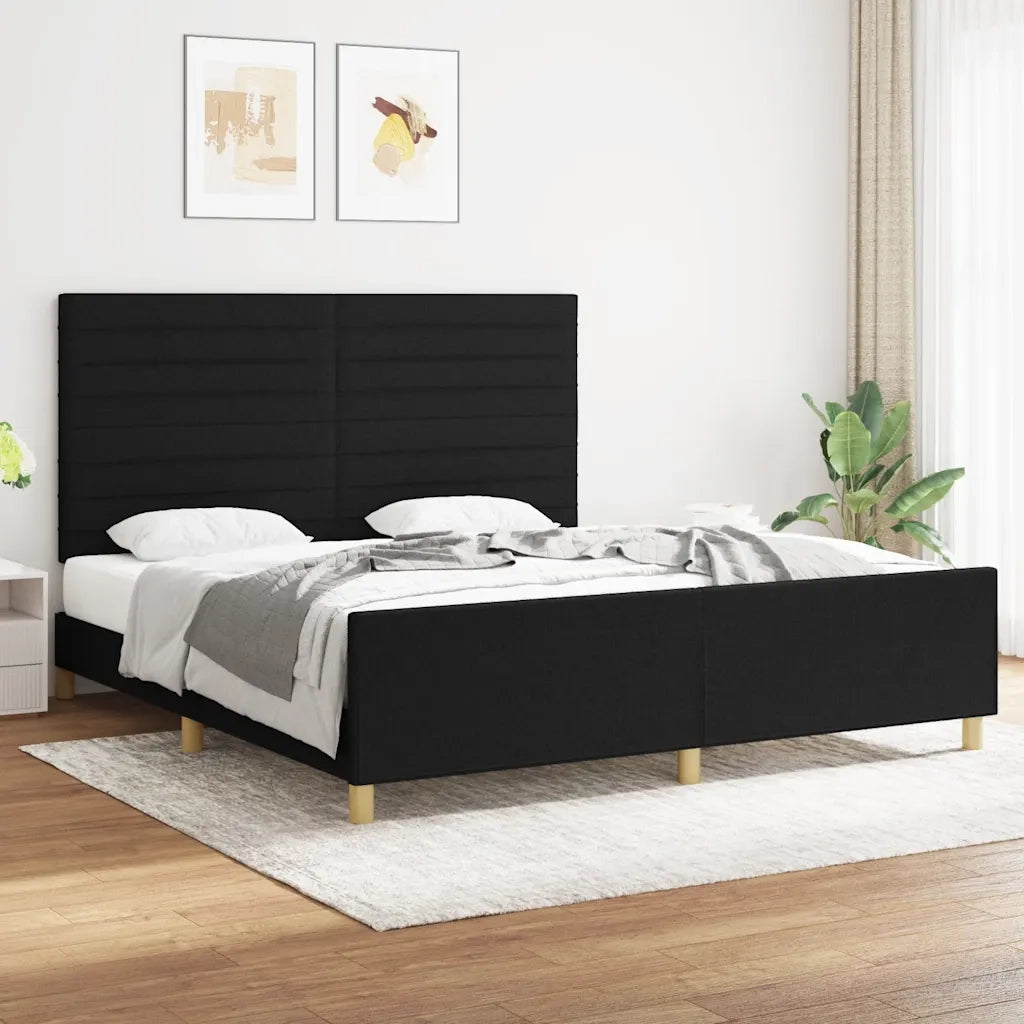 Letto matrimoniale | Letto per adulti | Giroletto senza Materasso Nero 180x200 cm in Tessuto