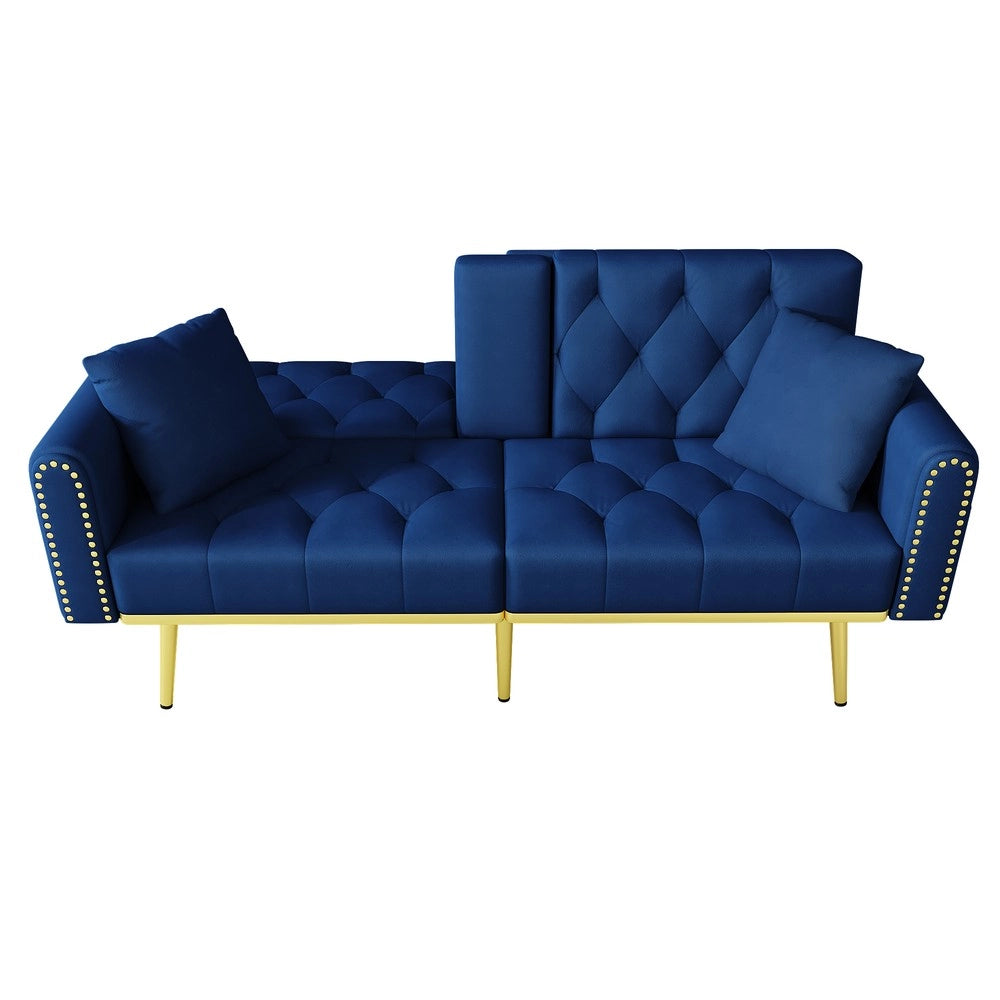 Divano letto estraibile ¨C Minimal ¨C tessuto blu, 2 posti