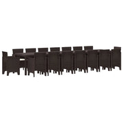 Set da pranzo da giardino con cuscini 17 pcs Marrone PP