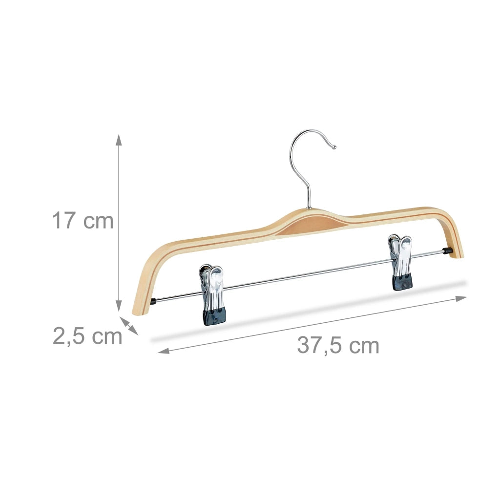 Set di 12 grucce con mollette in legno naturale per gonne e pantaloni finitura elegante 30 x 0 x 1 cm legno naturale 13_0015884