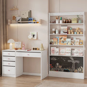 Set scrivania con 5 cassetti e libreria con lavagna 120x45x74 cm; bianco