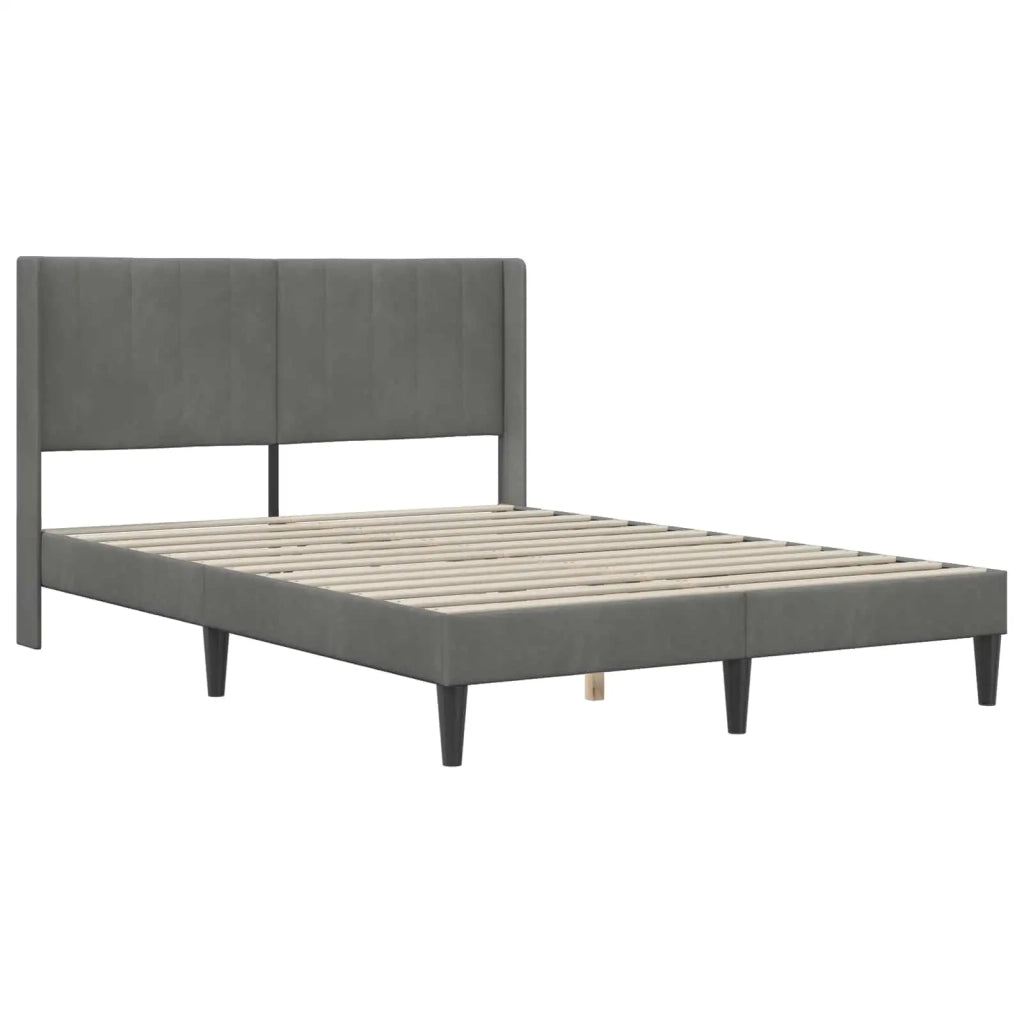 Letto matrimoniale | Letto per adulti | Struttura del letto Grigio Scuro 160 x 200 cm Velluto