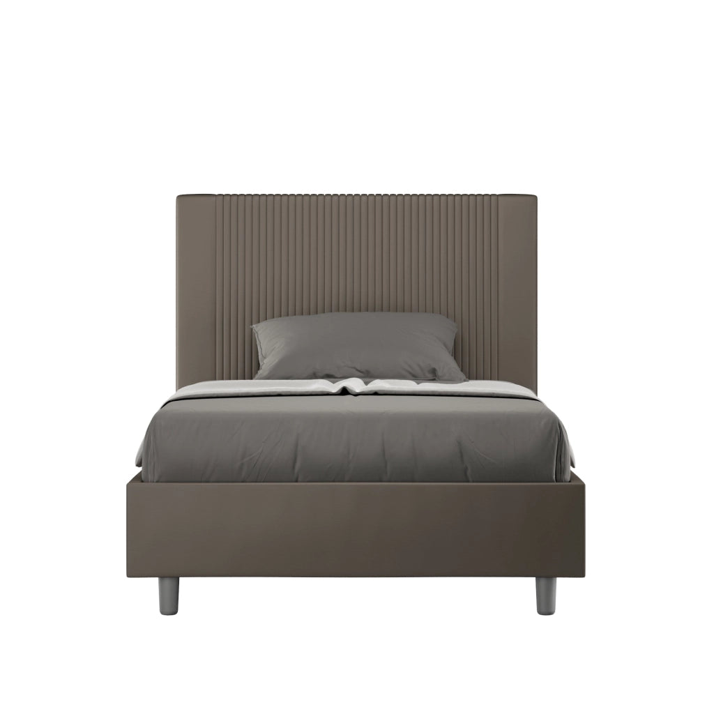 Letto Matrimoniale Large 170x210 cm con Rete e Contenitore Goya Cappuccino