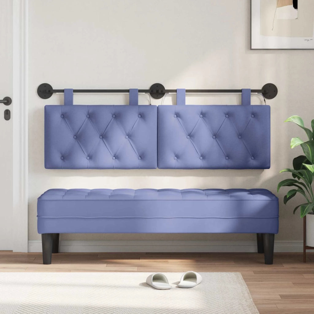 Testiera | Testata sospesa Con luce LED Blu jeans Tessuto