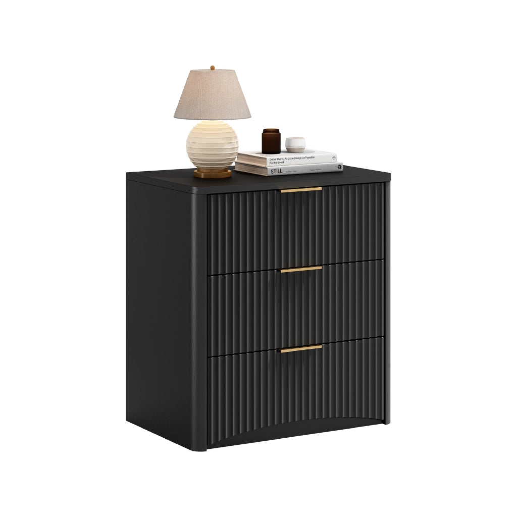 Comodino con 3 Cassetti ¨C MINIMAL ¨C Nero, Metallo, Design Moderno