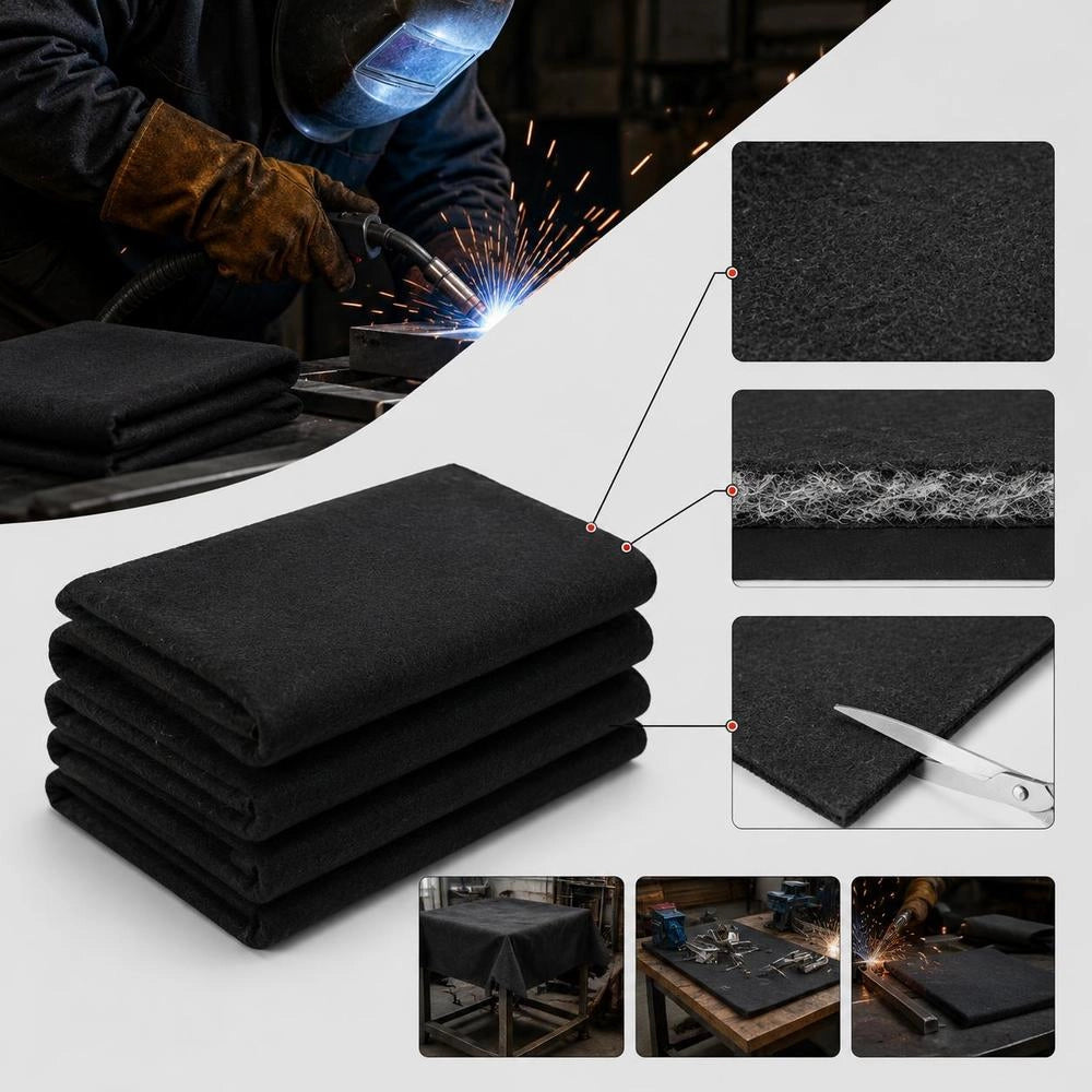 4-piece Set Of Welding Blankets 950 X 910 X 3 Mm, Welding Protection Blanket, 982℃ Heat Resistance, Heat Protection Fabric, Thermal Protection Mat, Carbon Fiber Fire Blanket, Fireproof Mat, Fire Protection Mat, Fire Mat