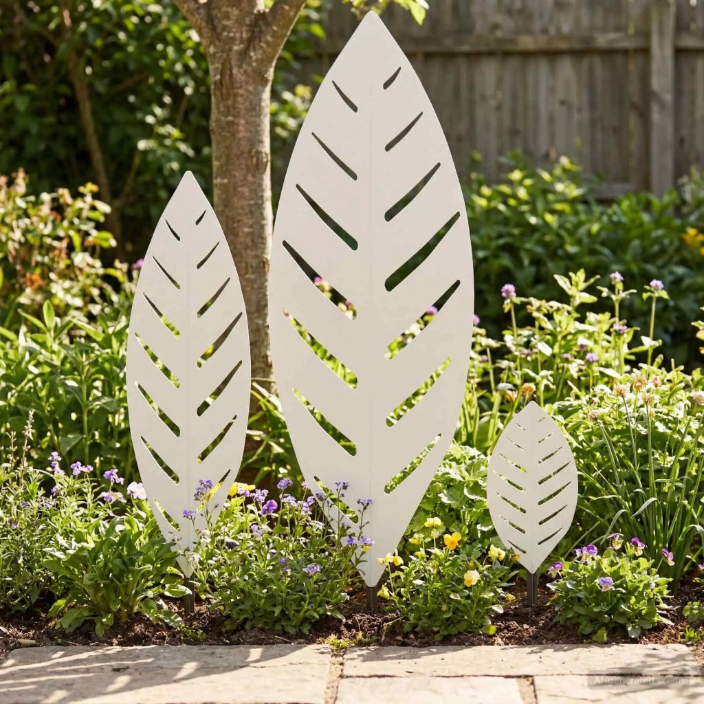 Palo da Giardino 3 pz 116,5 x 35 x 3 cm Bianco Acciaio 8013392