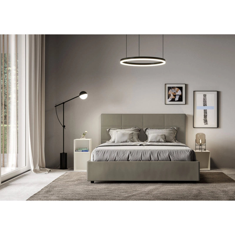 Letto imbottito Matrimoniale 170x200 cm Mika - Similpelle,Cappuccino,Contenitore
