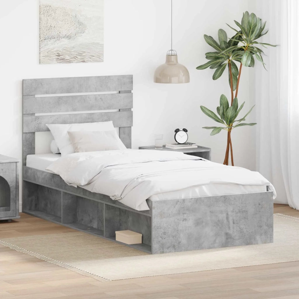 Letto singolo | Letto per adulti | Struttura del letto Grigio Concret¨¨ 75 x 190 cm Pino massello
