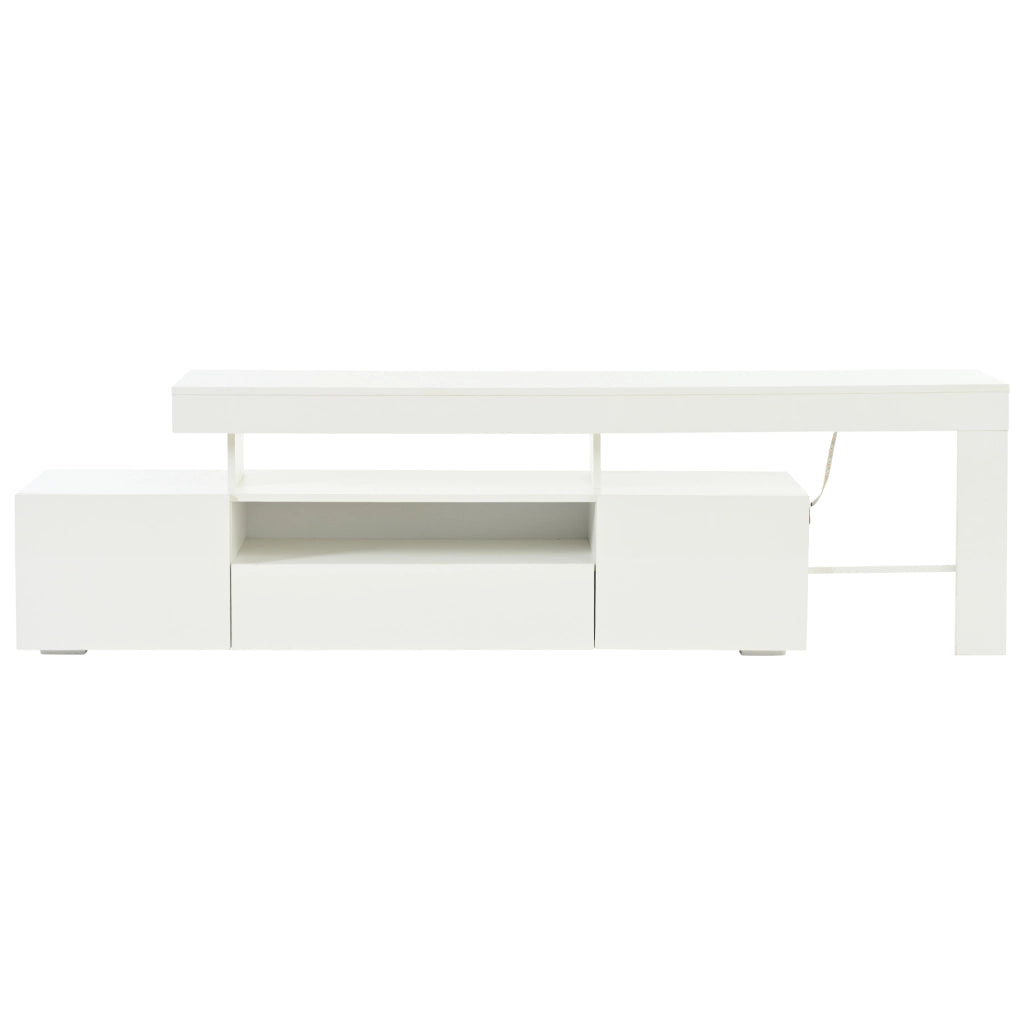 Mobile TV con 3 ante; vani aperti e LED; per soggiorno; 192 × 37 × 53 cm; in pannello truciolare; bianco