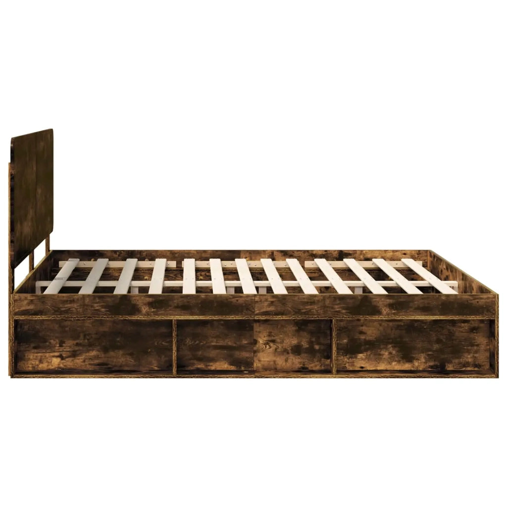 Letto matrimoniale | Letto per adulti | Struttura del letto Rovere fum¨¦ 180 x 200 cm Pino massello