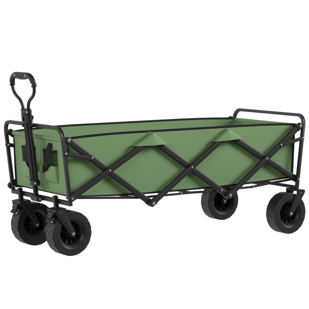 Carrello Giardino Pieghevole 130L ¨C Minimal ¨C Verde con Ruote e Freni