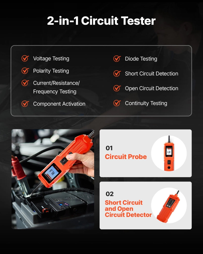 Tester per circuiti automobilistici SVM10R SVM10T, display a colori TFT, 8-35V CC, cavo 6 m, ABS arancione, per officina e bricolage
