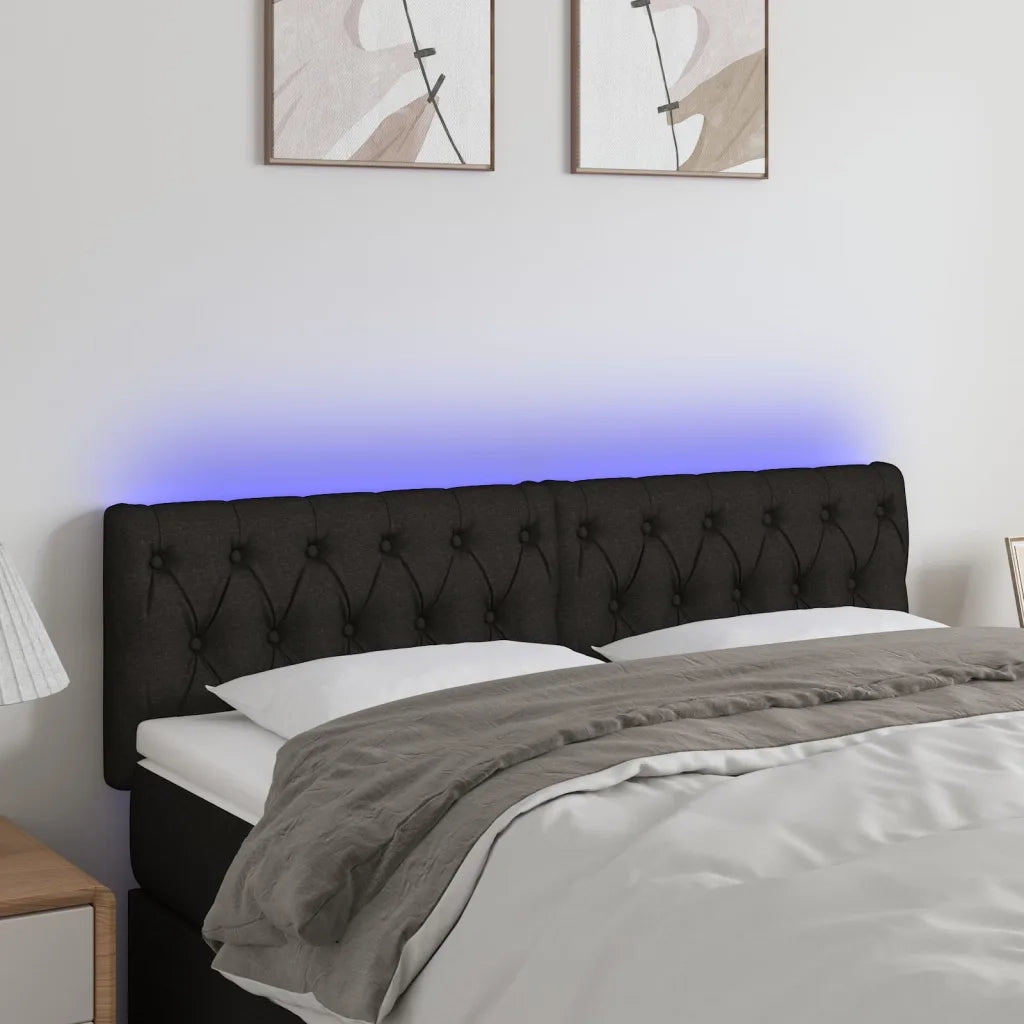 Testiera | Testata a LED Nera 160x7x78/88 cm in Tessuto