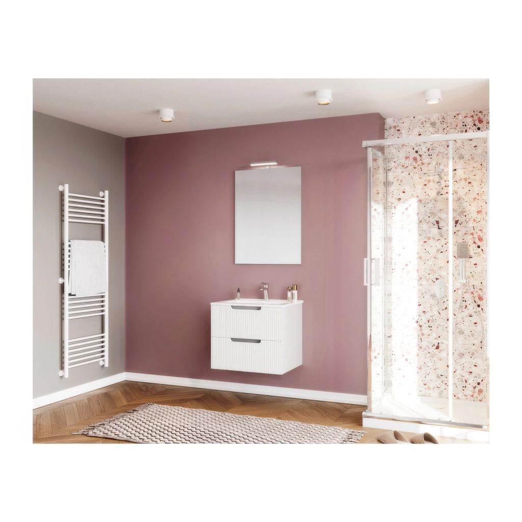 Mobile Bagno Sospeso Ibiza Bianco da 60 cm a 2 Cassettoni Certificato FSC MIX